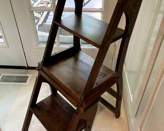 Beautiful unusual Metamorphic Library chair!  Flips to become a ladder and looks beautiful either way!