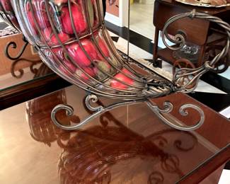 Glass & antique metal cornucopia...