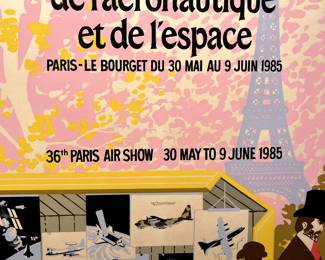 Fabulous Vintage poster from the 36th Paris Air Show in 1985!!!!  Would be beautiful framed!  RARE!