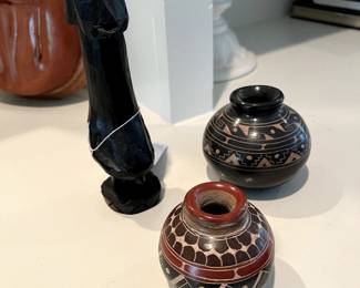 Lovely signed Indian stone bowls and an African hand carved native...so interesting!