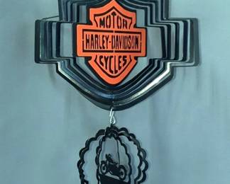 Harley Davidson Outdoor Wind Spinner, Including Battery Operated Spinning Mechanism