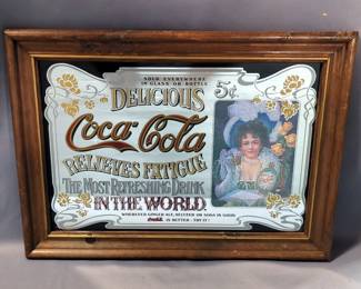 "Coca-Cola Relieves Fatigue" Advertising Framed Mirror