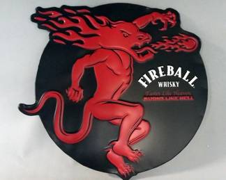 Fireball Whiskey Embossed Metal Sign