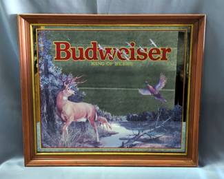 Budweiser "King of Beers" Deer & Pheasant Framed Mirror
