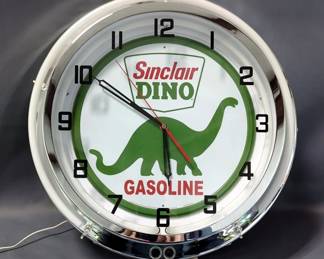 Sinclair Dino Gasoline Neon Clock With Pull Chain, 18"