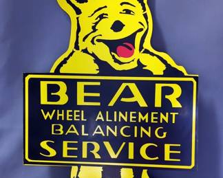 Bear Wheel Alignment Balancing Service Metal Sign