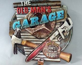 The Old Man's Garage Embossed Metal Sign