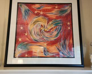 Framed Hermes silk scarf