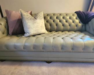 Gray leather Chesterfield sofa