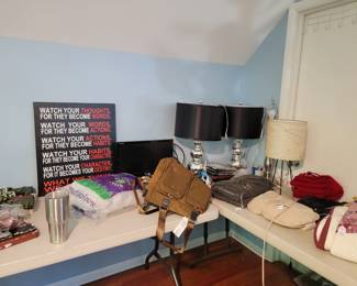 Lamps, housewares, purses, blankets