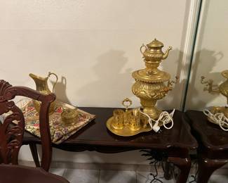 Gold plated Turkish samavar set