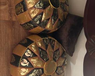Leather puff ottomans