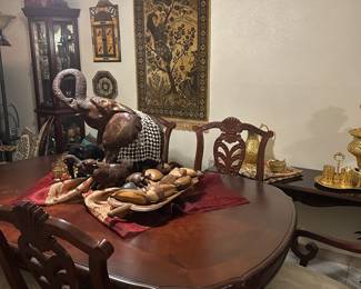 Carved wooden elephants