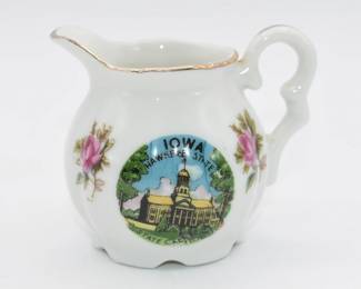 Vintage Moss Rose "Iowa" souvenir creamer-approx 3" tall