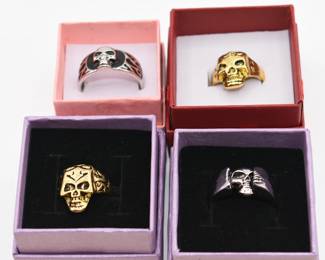 lot of 4 skull rings
