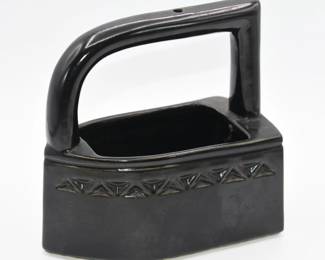 Vintage McCoy black iron shaped flower planter MCM-approx 6" long x 3 1/2" w x 6" tall