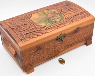 Hand Carved decoupage wood box