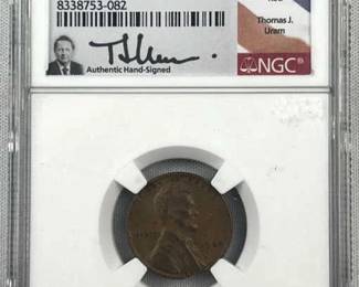 Lincoln Clipped Planchet Error NGC, Signed