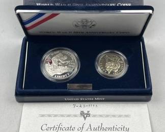 1995 Silver Dollar 90% WWII 50th + Clad Half