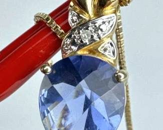 925 Silver Ross Simons Diamond & Blue Stone Neckl