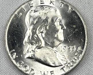 1955 Gem BU Franklin Silver Half Dollar, US 50c