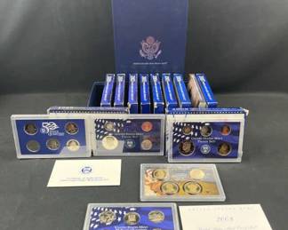 Complete 1999-2008 US Proof Coin Sets, Boxed