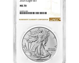 2025 1oz MS70 American Silver Eagle NGC .999