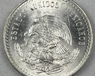 1948 Mexico Silver 5 Pesos, Nice BU 90%