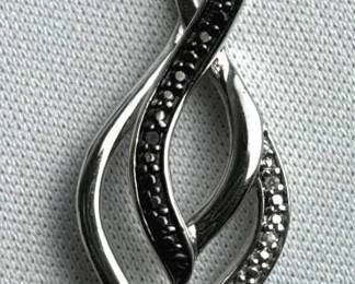 925 Silver SUN Black & White Diamond Infinity Knot