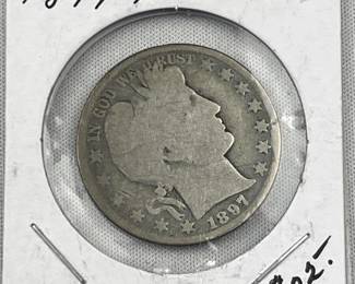 1897 Barber Silver Half Dollar, US 50c, 90%