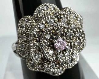 925 Sterling Silver Flower Cocktail Ring