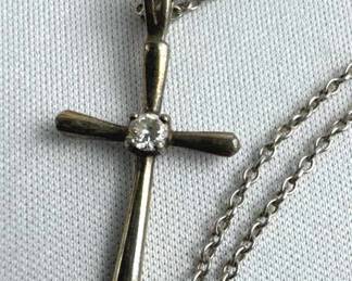 925 Silver Vintage Zirconia Cross Necklace