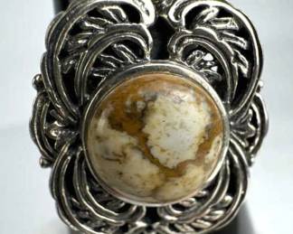 925 Silver Picture Jasper Ring
