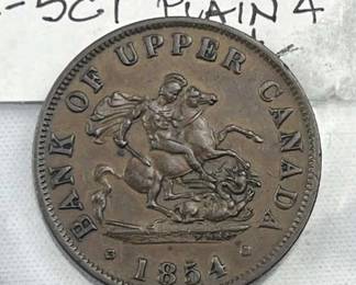 1854 Canada Half Penny Token, High Quality