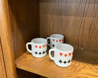 Milk Glass Card Suites Coffee Mugs