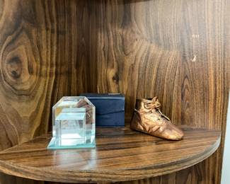 Lazer Etched Paper Weight - Bronzed Baby Shoe
