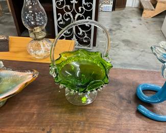 Viking Green Glass Basket - 1960's
