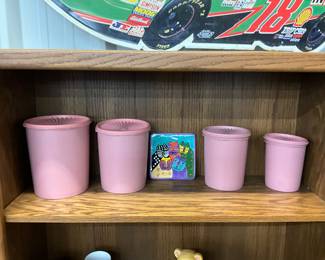 Pink Tupperware Canister Set - 1998 Laurel Burch Ceramic Coaster