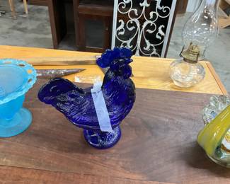 Cobalt Blue Glass Covered Dish