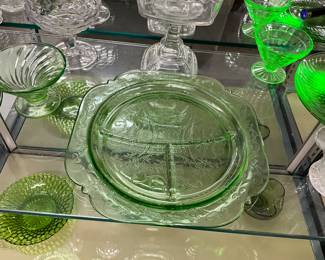 Green Uranium Glass Platter