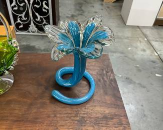 Art Glass Blue Glass Flower Vase