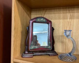 Dresser Top Framed Mirror - Cambridge Blue Alpine Caprice Candel Holder