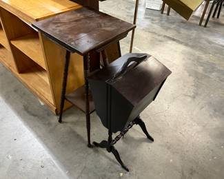 1930's Wood Priscilla Sewing Box -Wood Plant Stand