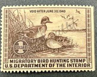1939 $1 U.S. Federal Migratory Bird Hunting Stamp