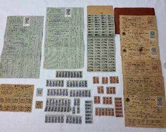 United States World War II Ration Books & Stamps, Basic Mileage Ration Stamps, Fuel Oil Ration Paperwork