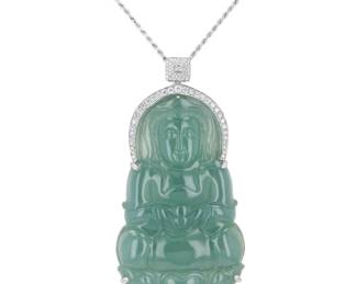 Lot 841 Jadeite Jade Pendant with Diamonds GIA Certified
