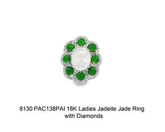 Lot 8130 Jadeite Jade Ring with DiamondsGIA