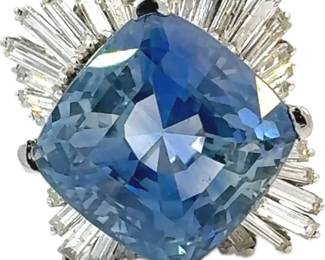 Lot 8206 Ceylon Blue Sapphire Ring with Diamonds