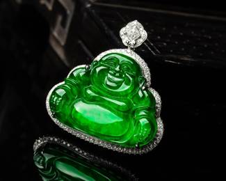Lot 8095 Jadeite Jade Buddha PendantGIA