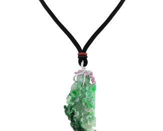 Lot 9067 Jadeite Jade Pendant with DiamondsGIA Certified